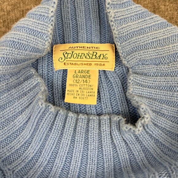Vintage St. John's Bay Ribbed Knit Sleeveless Mock Neck Sweater Top Blue Large - Picture 5 of 10